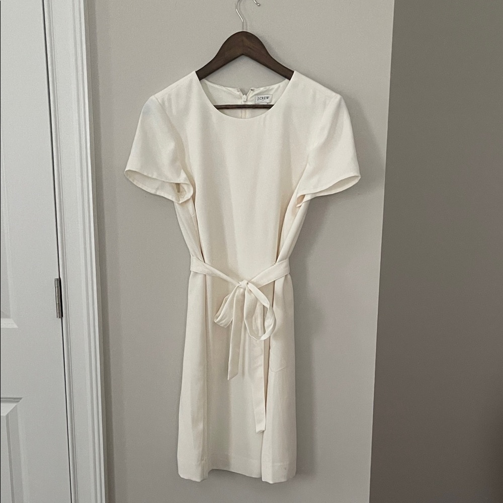 J. Crew Elegant Cream Midi Dress with Tie